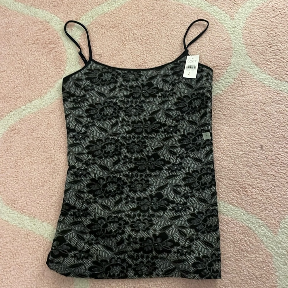 NWT black lace look cami loft size small